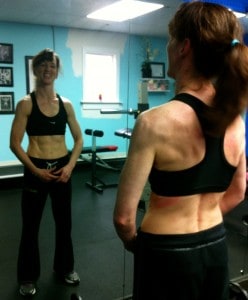 Chamene, checking out her progress during a recent workout. 